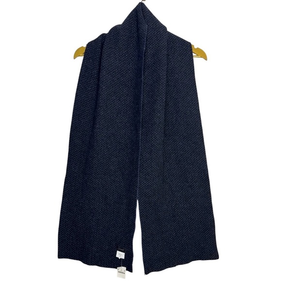 J. Crew Mens Birds Eye 100% Wool Scarf Navy Blue One Size Preppy Career Luxury - Picture 1 of 5